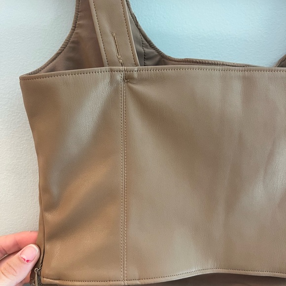 Abercrombie & Fitch Faux Leather Tan Corset Crop Top Size Small A&F - Picture 5 of 8